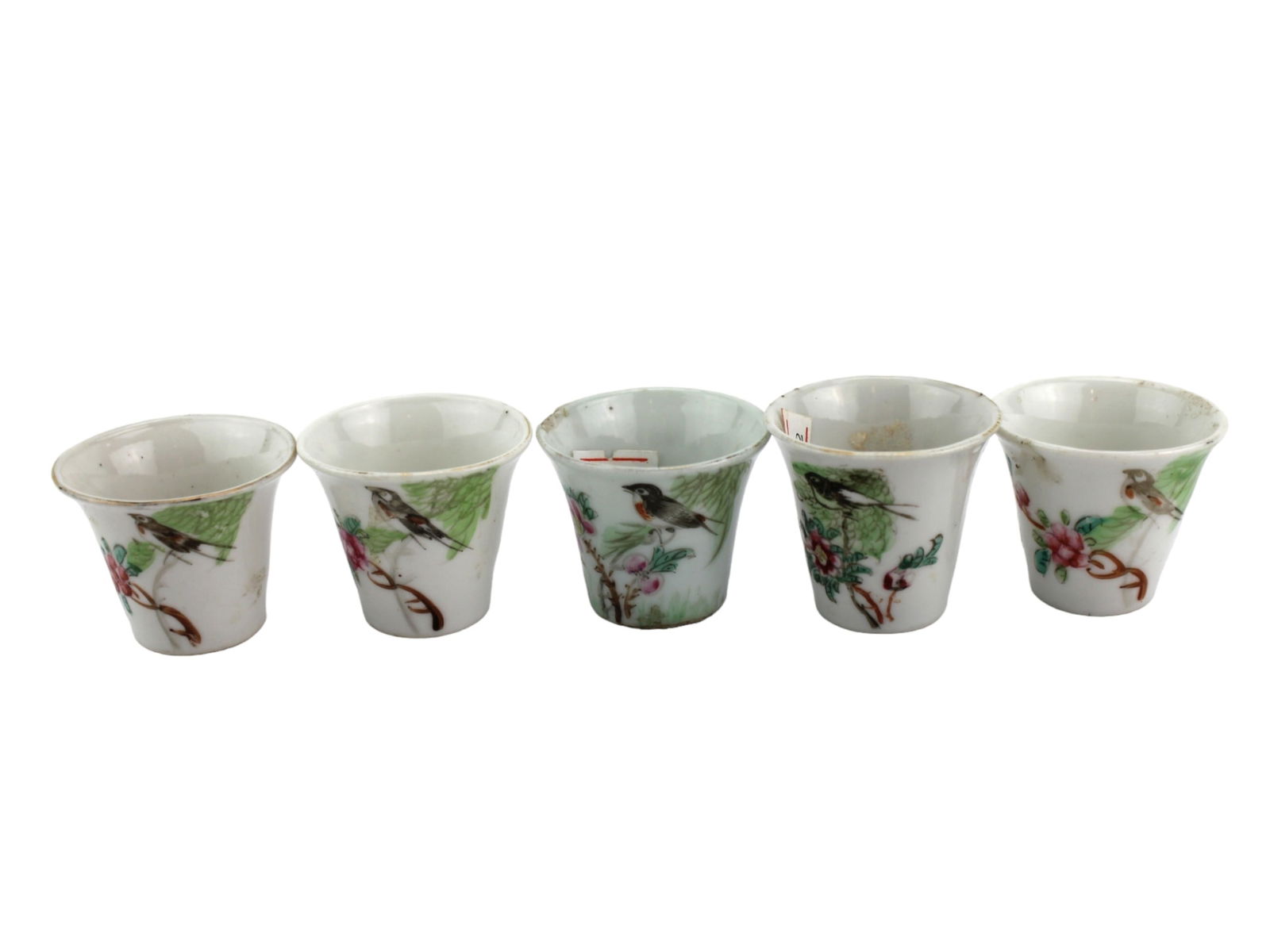 Lot of Five Chinese Famille Rose Winecups (1 of 4)