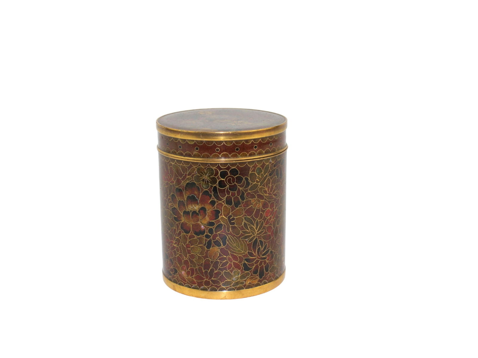 Chinese Cloisonné Floral Tea Caddy with Lid (1 of 5)
