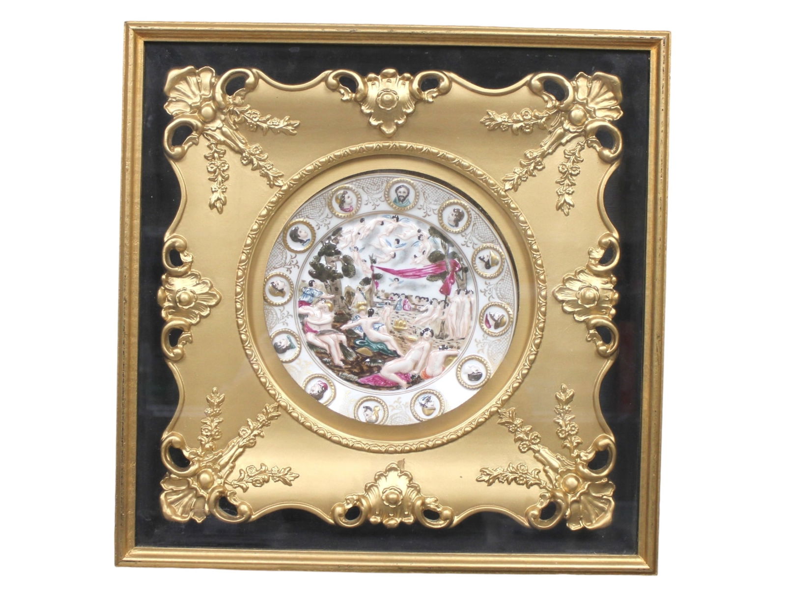 Framed Nevers Porcelain Plaque w/ Gilt Frame (1 of 10)