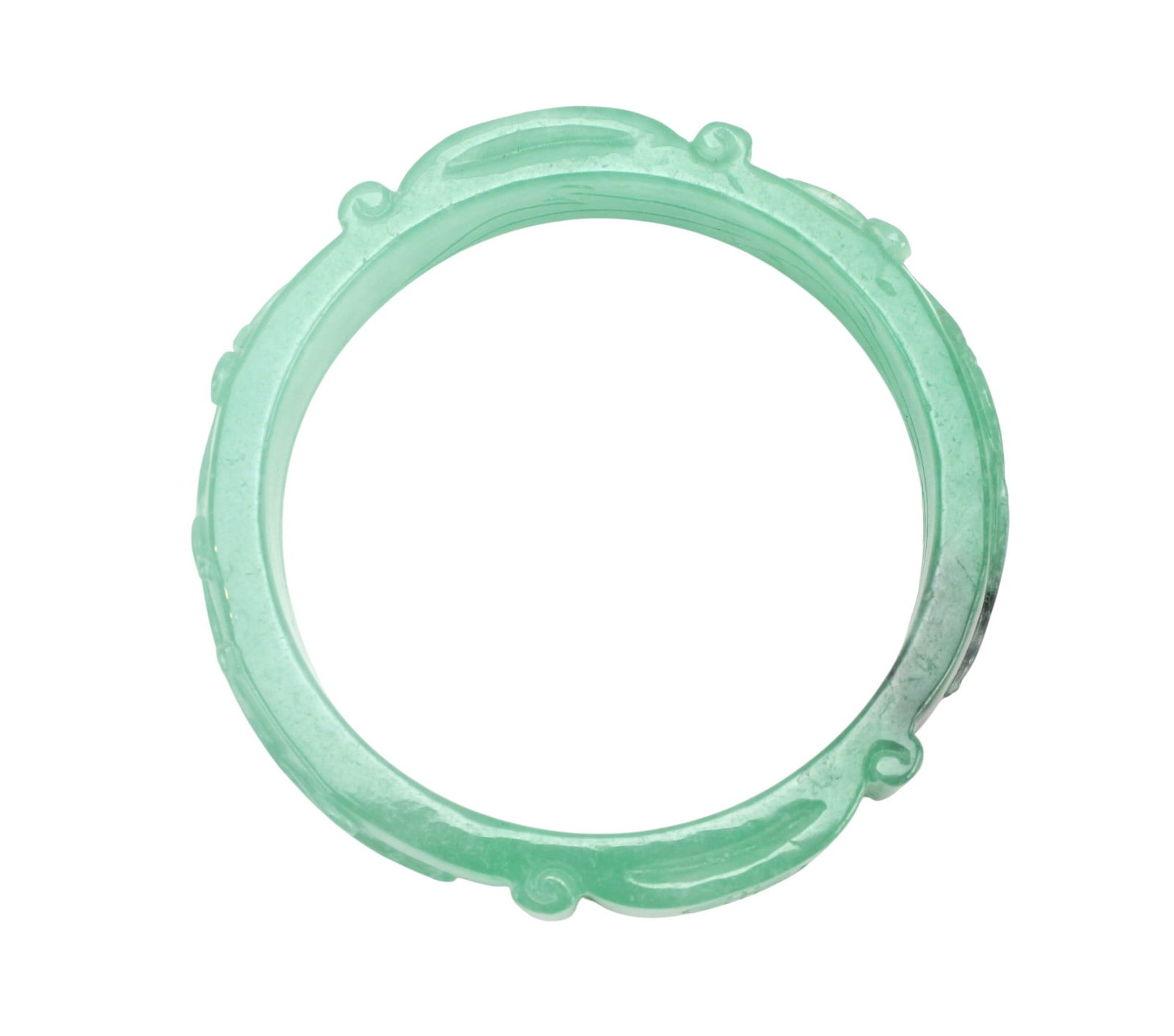 Carved Jadeite Bangle with Auspicious Motifs (1 of 7)