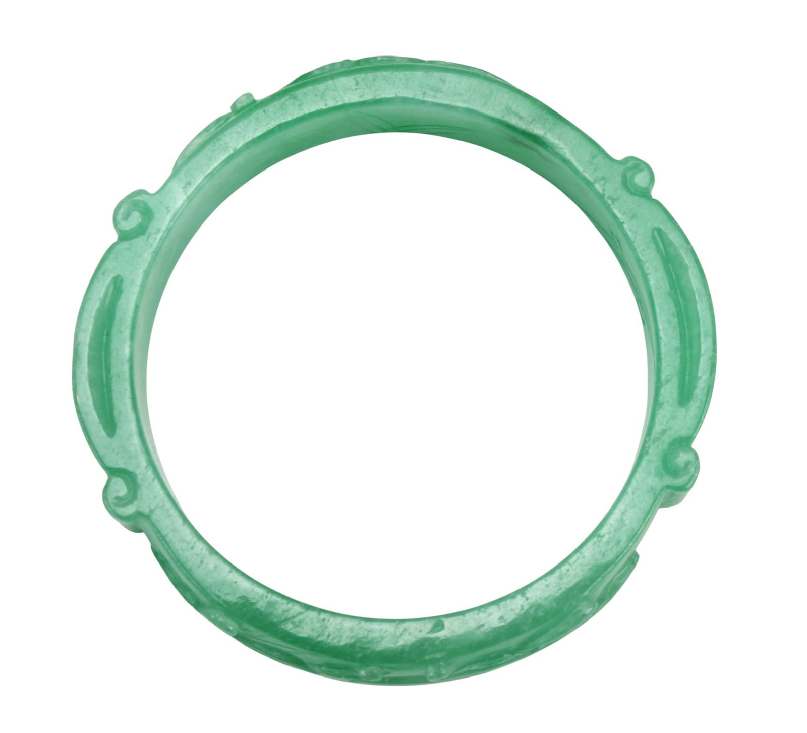Carved Green Jadeite Bangle Bracelet (1 of 6)