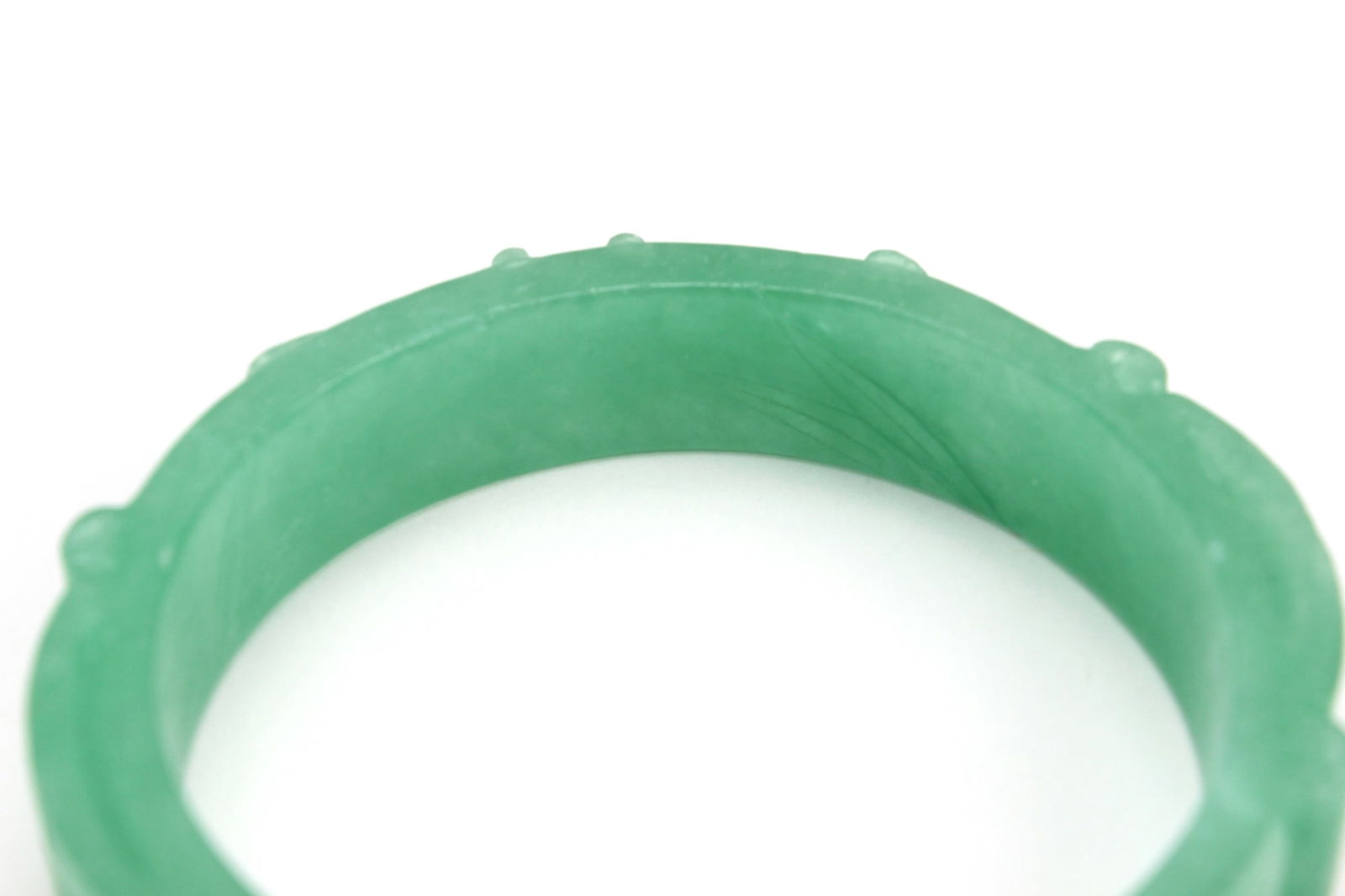 Carved Green Jadeite Bangle Bracelet - 3
