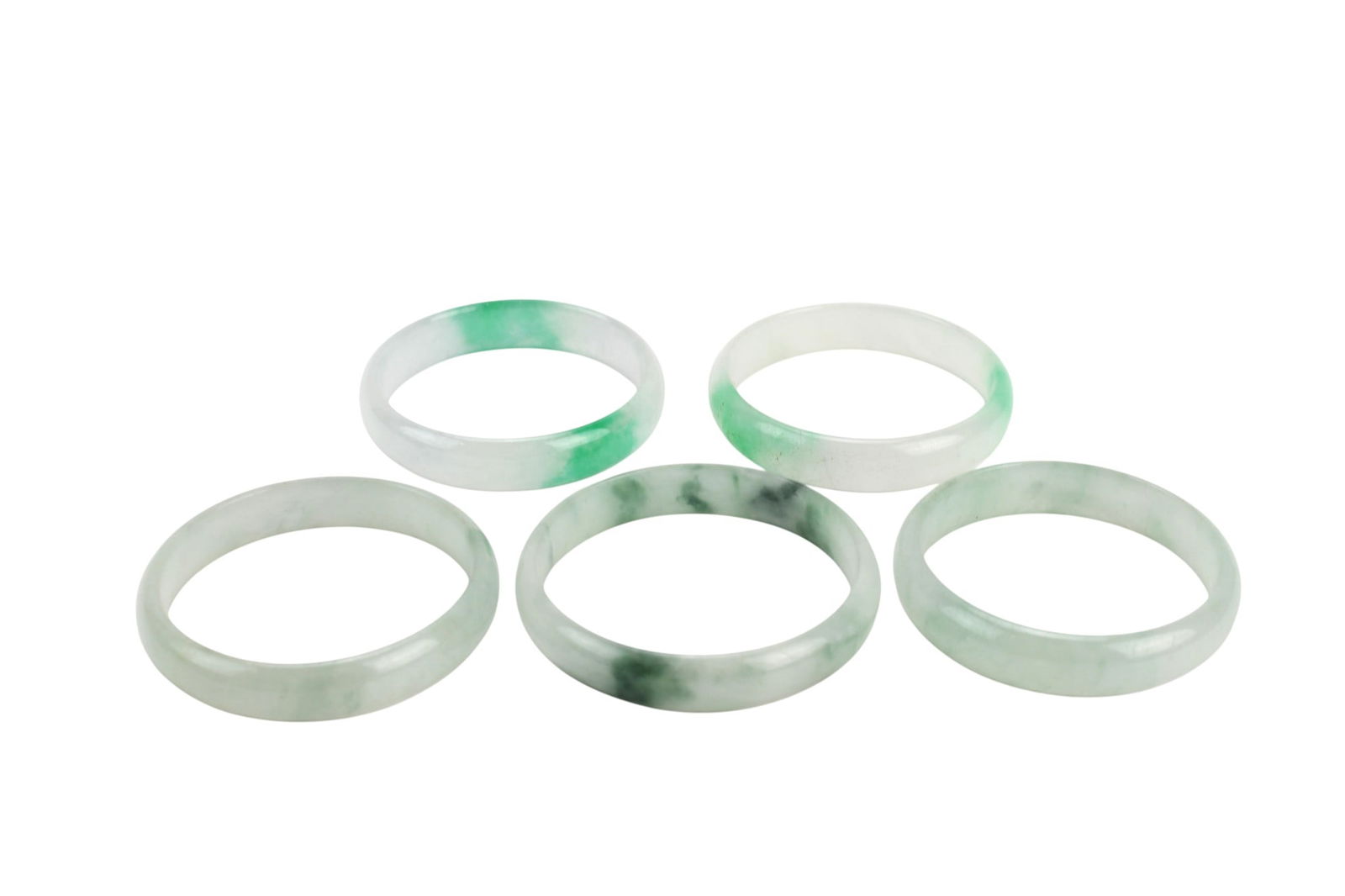 Five Green Jadeite Rings - 2