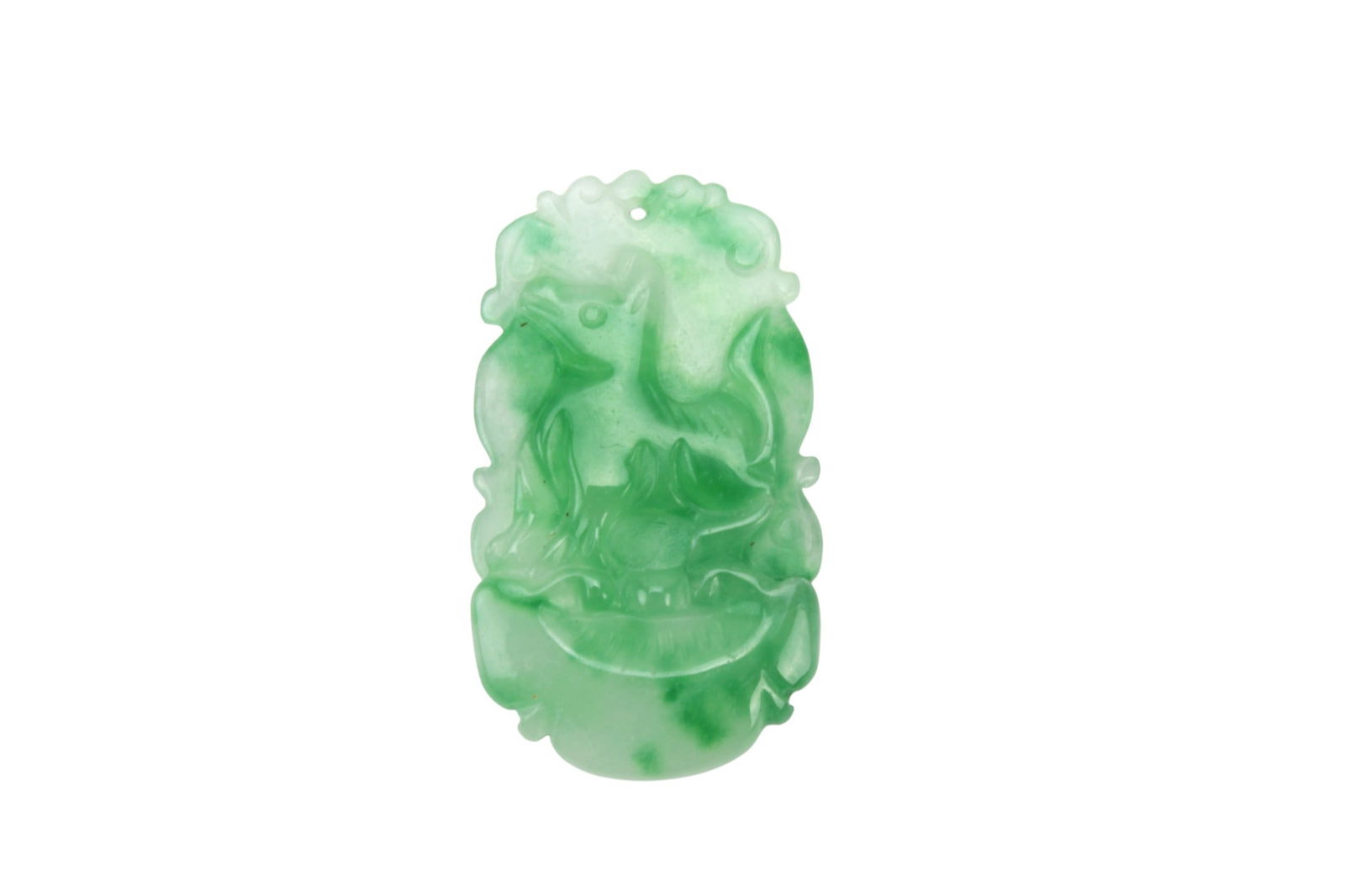 Carved Green Jadeite Pendant (1 of 5)