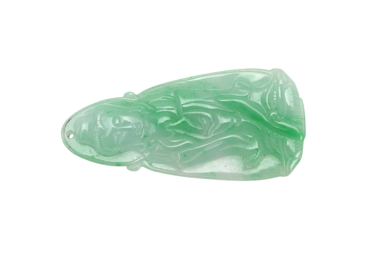 Carved Green Jadeite Guanyin Pendant (1 of 4)