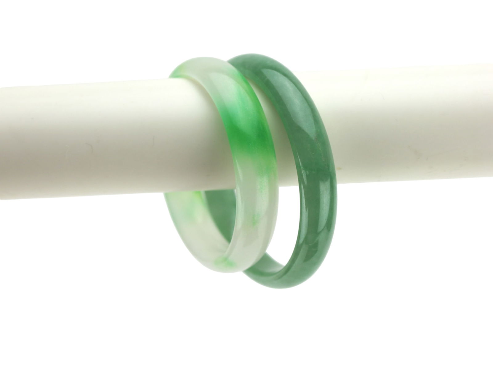 Two Green Jadeite Bangle Bracelets - 6