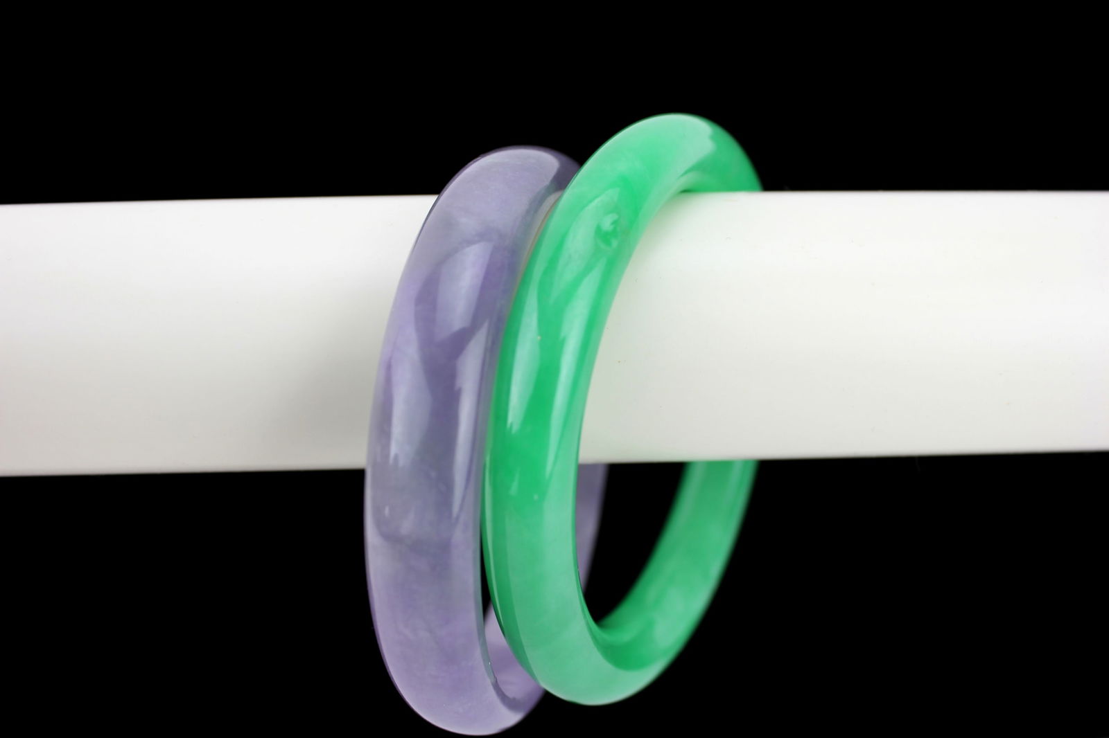 Two Green and Lavender Jadeite Bangles - 10