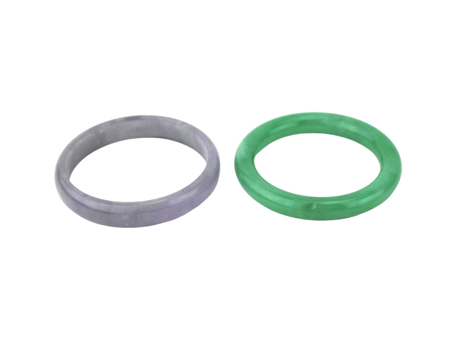 Two Green and Lavender Jadeite Bangles (1 of 10)
