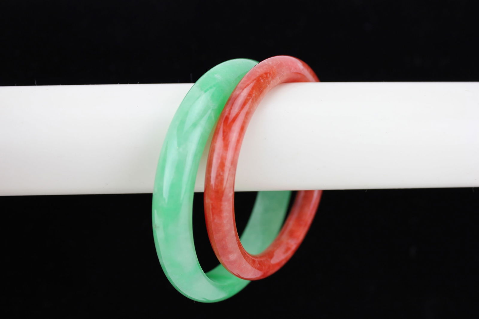 TWO JADEITE BANGLE BRACELETS - 7