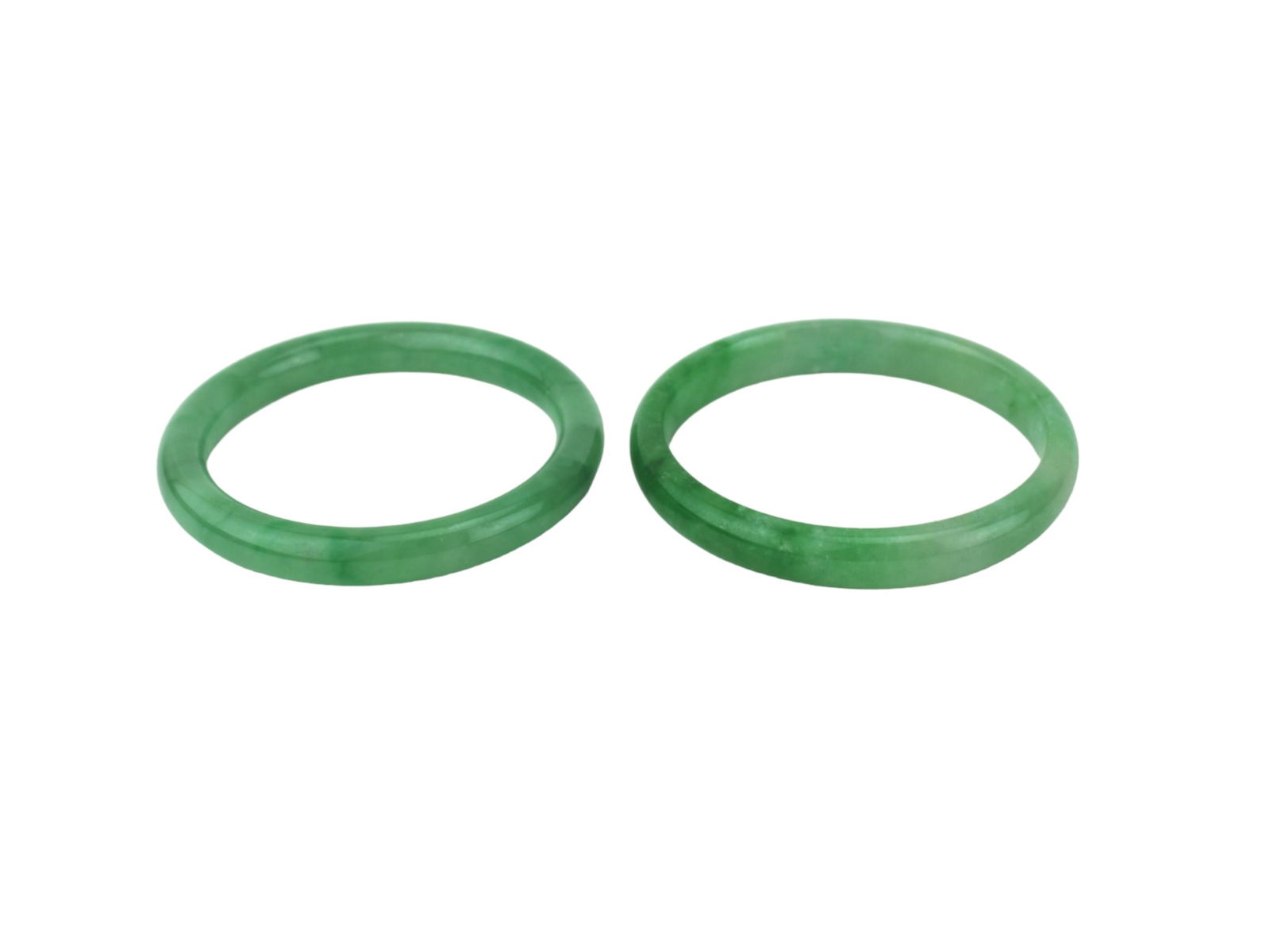 Pair of Translucent Green Jadeite Bangles - 2
