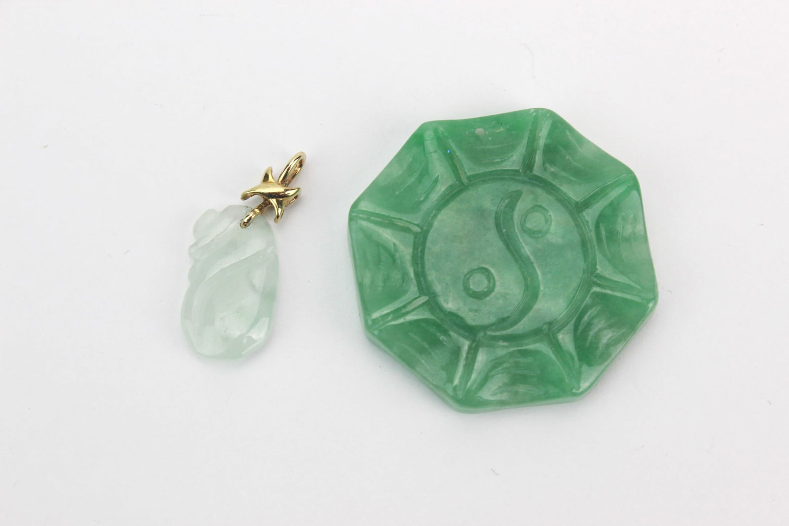 Two Carved Jadeite Pendants - 2