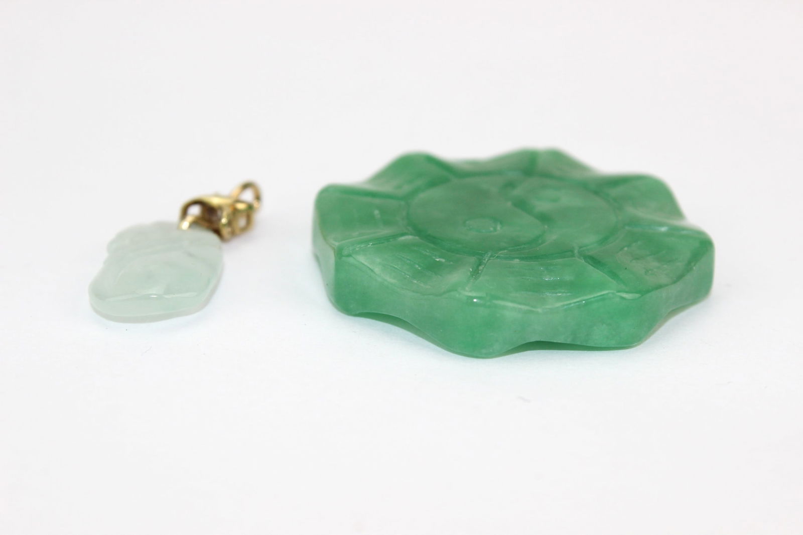 Two Carved Jadeite Pendants - 3