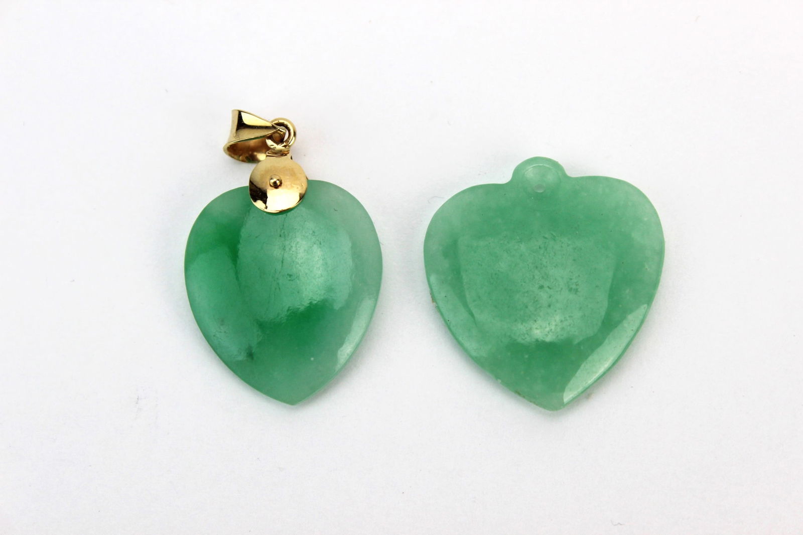 Two Jadeite Heart Shape Pendants - 2