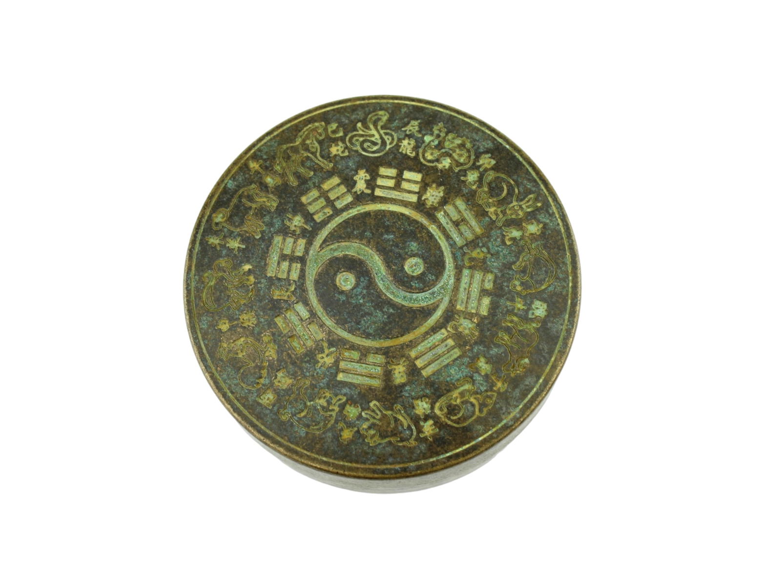 CHNIESE BRONZE ROUND INK BOX - 2