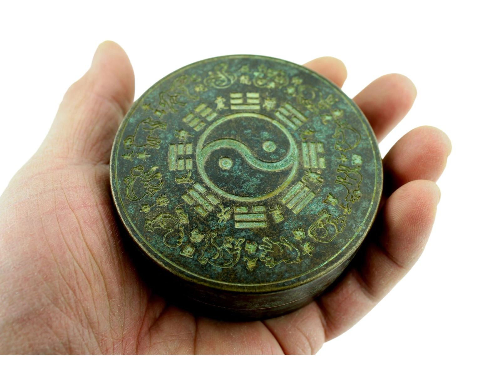 CHNIESE BRONZE ROUND INK BOX - 7