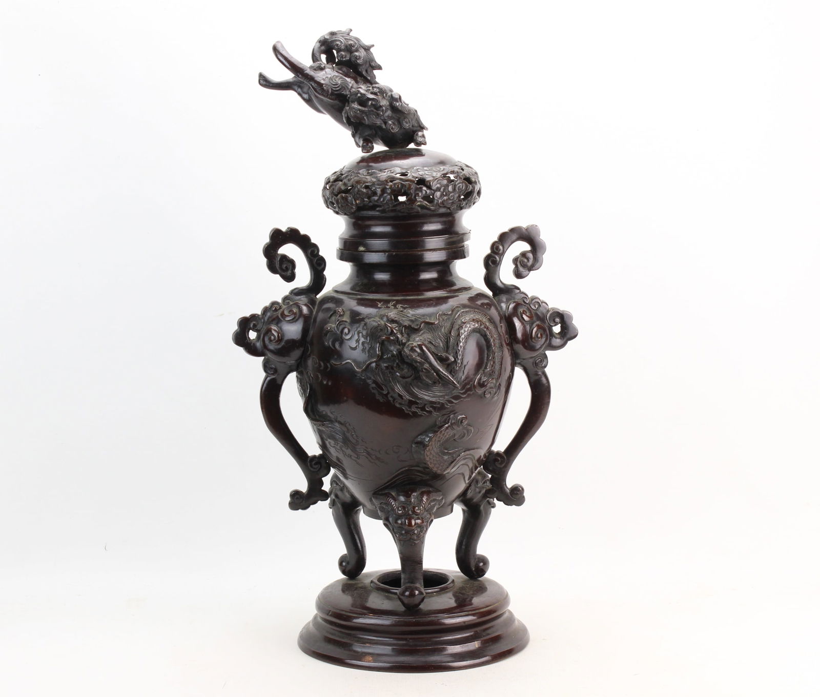Bronze Censer with Dragon Relief & Qilin Lid (1 of 16)