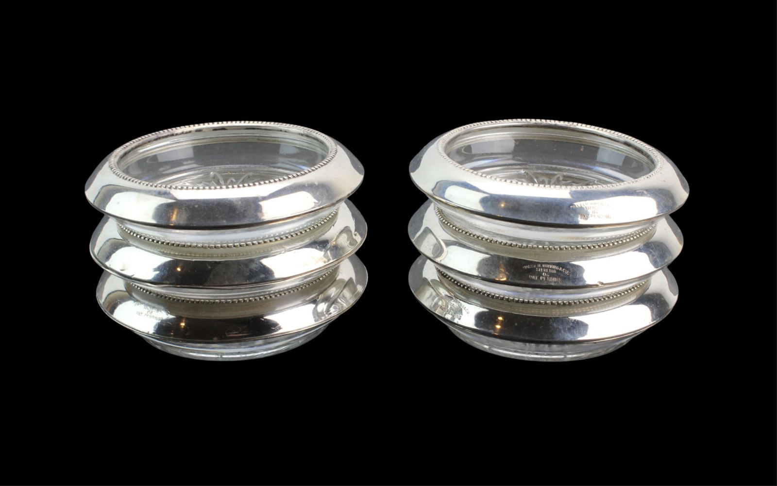 6 Frank M. Whiting Sterling Glass Coasters (1 of 4)