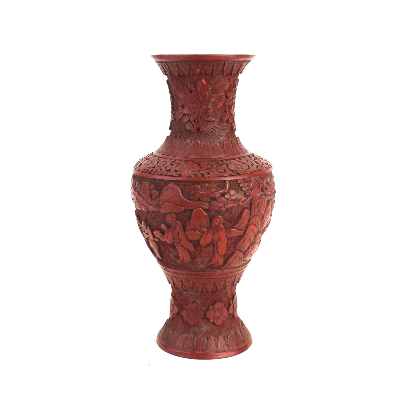 Chinese Cinnabar Lacquer Carved Figural Vase (1 of 11)