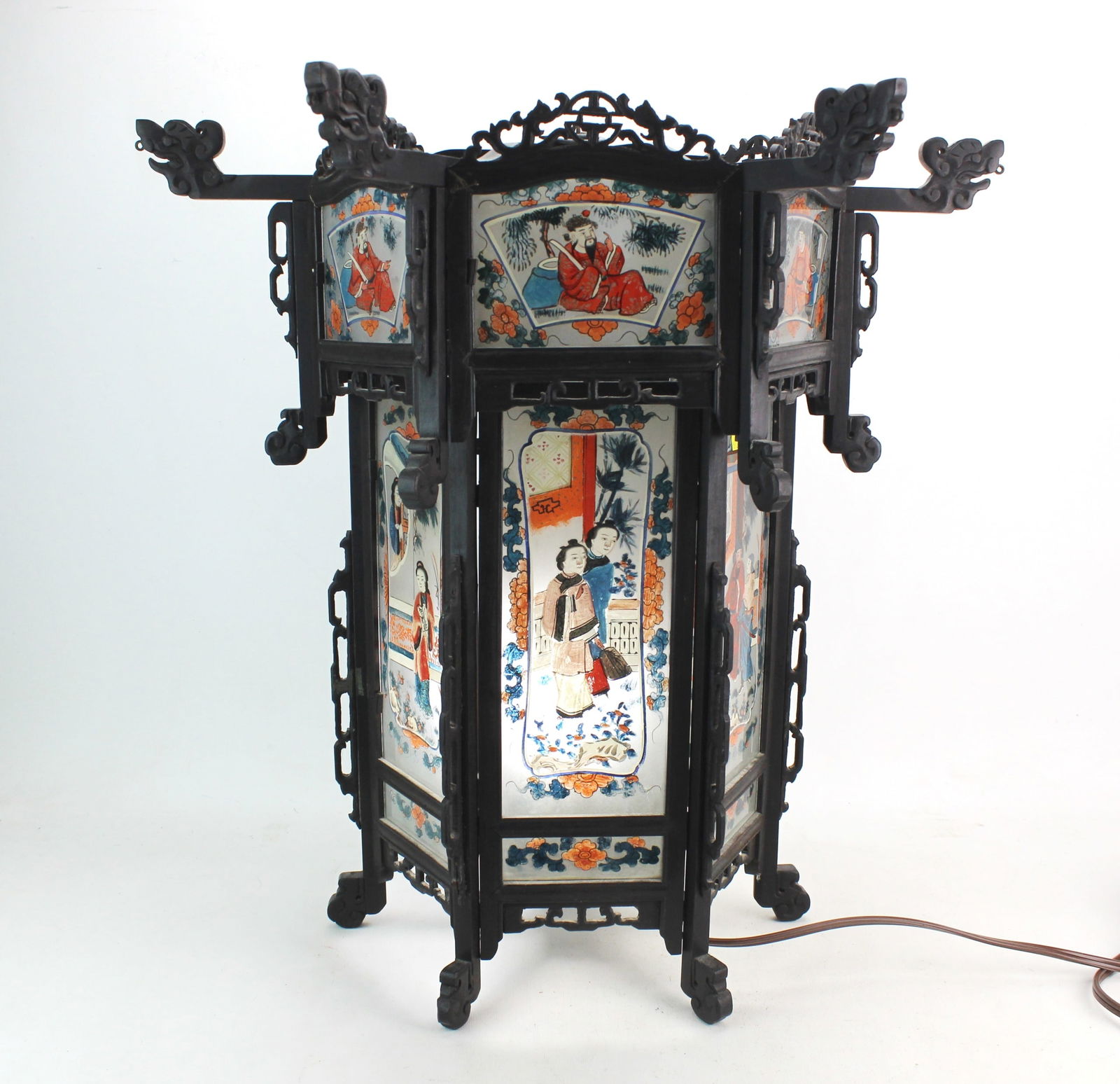 Chinese Lantern w/ Reverse Painted Glass - 5