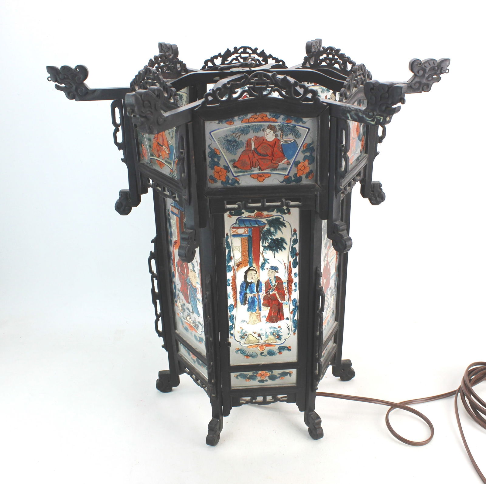 Chinese Lantern w/ Reverse Painted Glass - 7