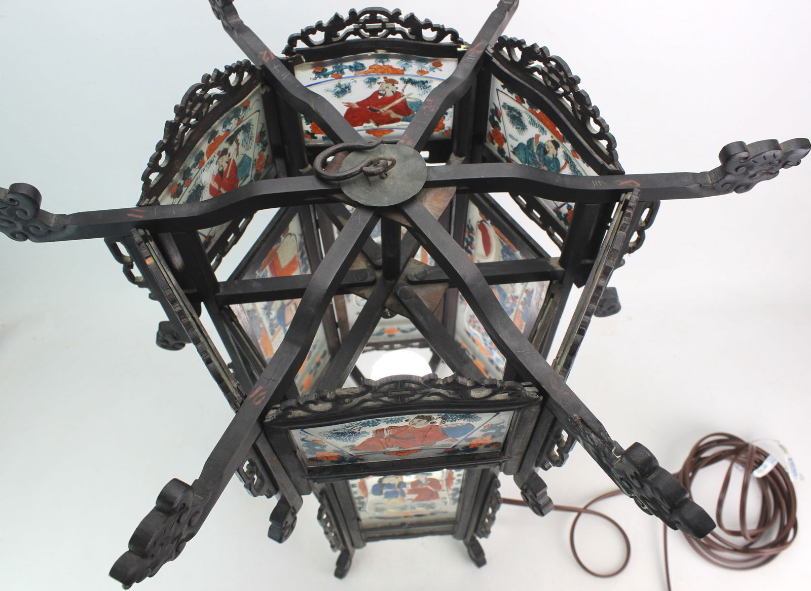 Chinese Lantern w/ Reverse Painted Glass - 8