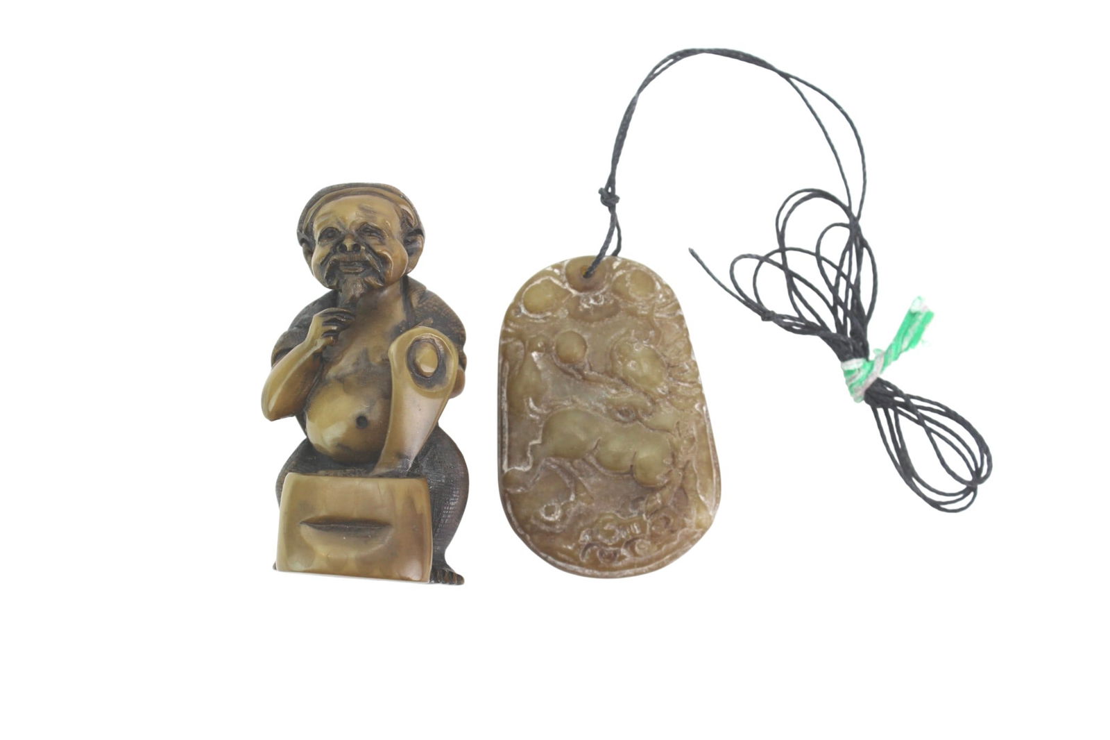Carved Netsuke & Hardstone Pendant Set (1 of 10)