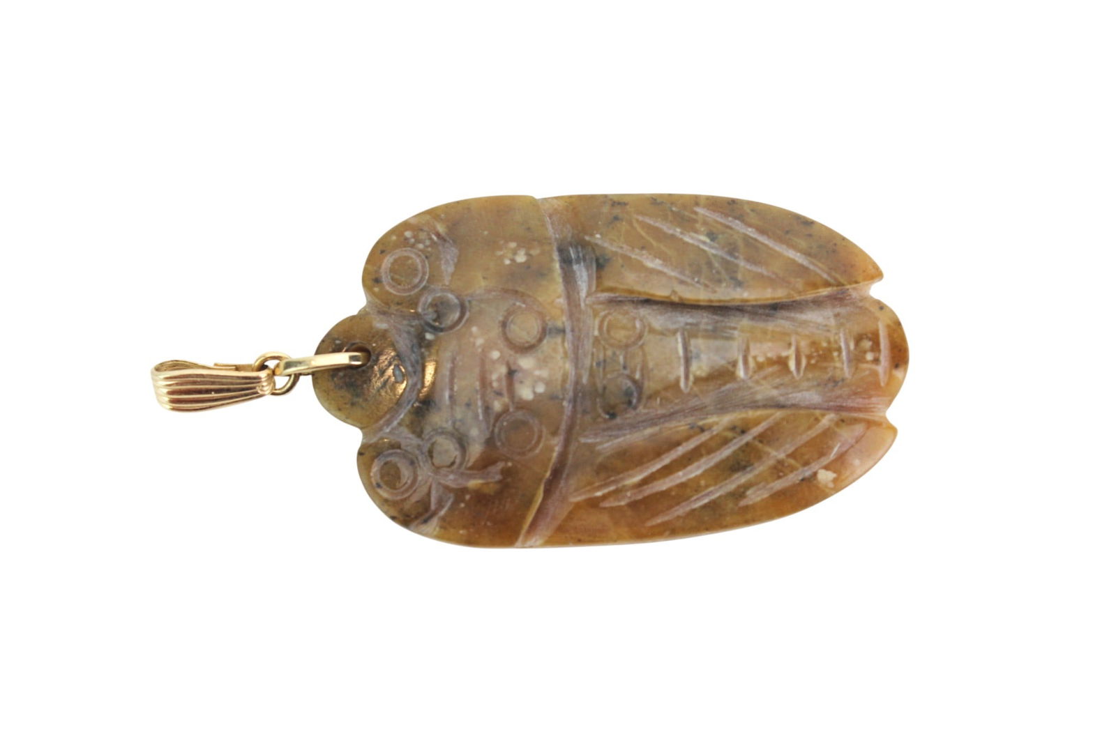Chinese Carved Hardstone Cicada Pendant (1 of 6)