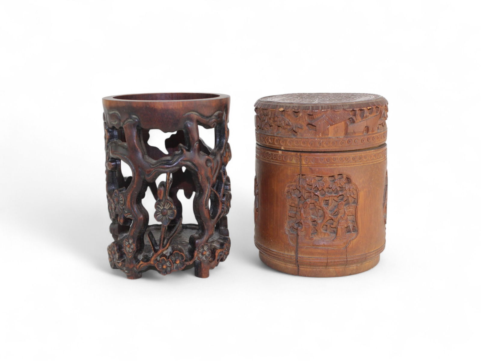 Two Chinese Carved Bamboo Containers (1 of 19)
