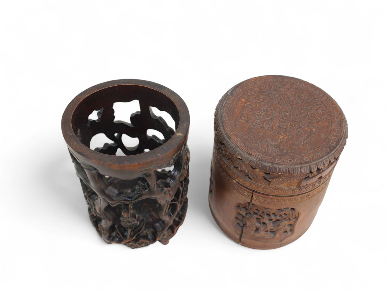 Two Chinese Carved Bamboo Containers - 2