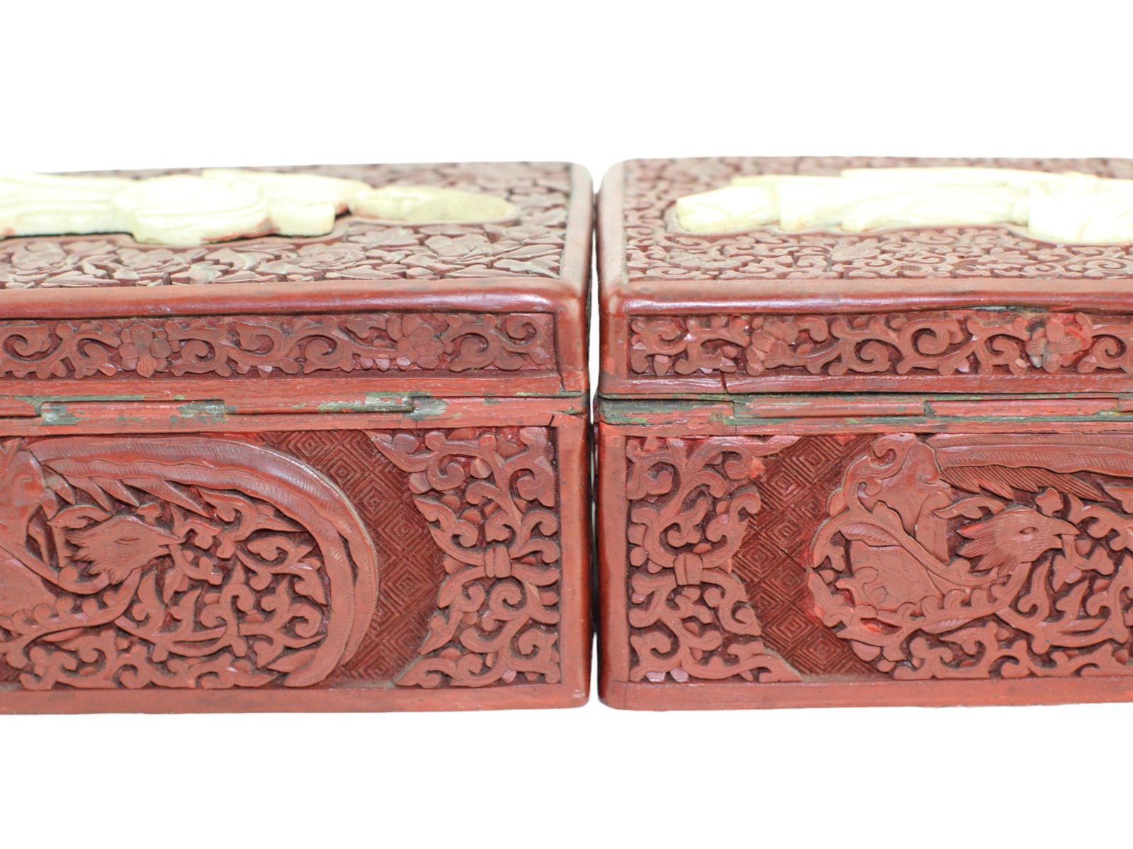 Two Chinese Cinnabar Lacquer Boxes with Bone Inlay - 10