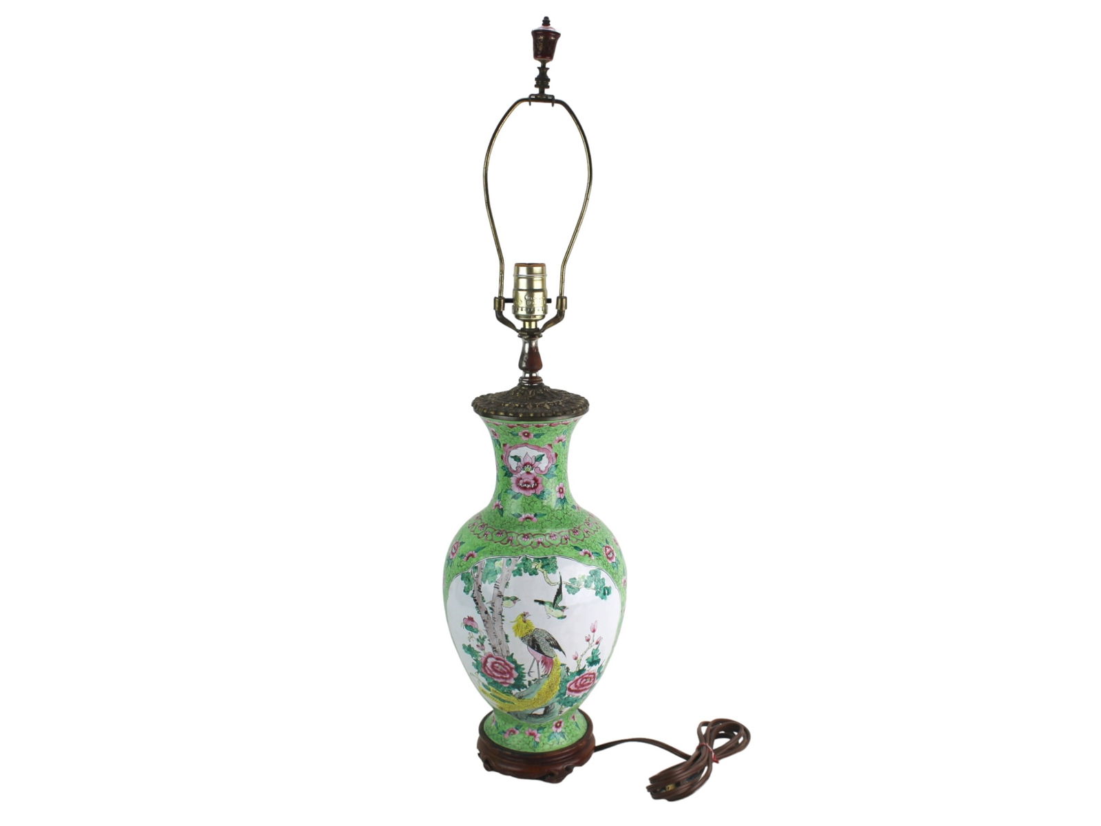 Chinese Brass Enamel Vase Table Lamp (1 of 10)