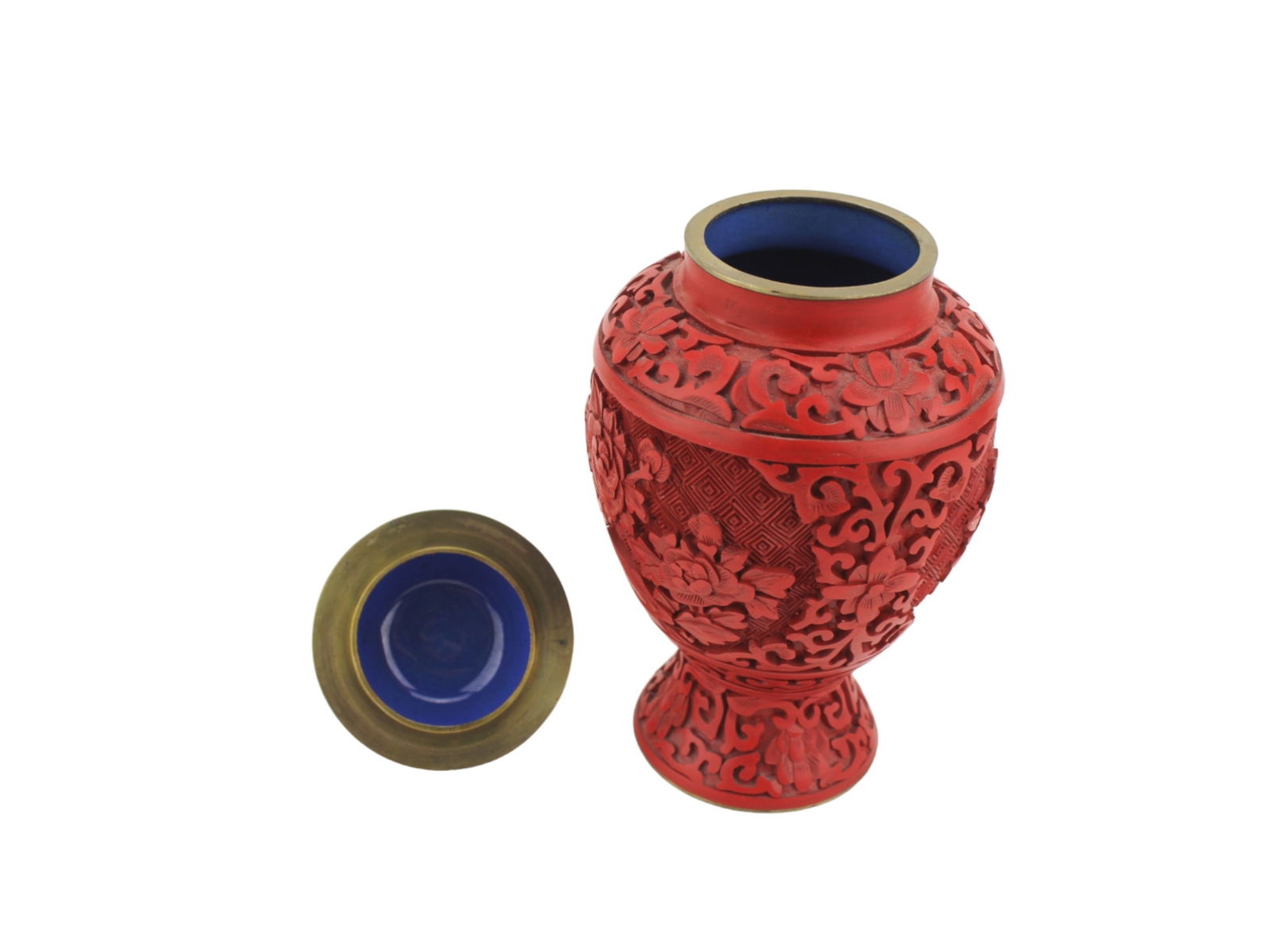 Carved Cinnabar Lacquer Lidded Urn - 3