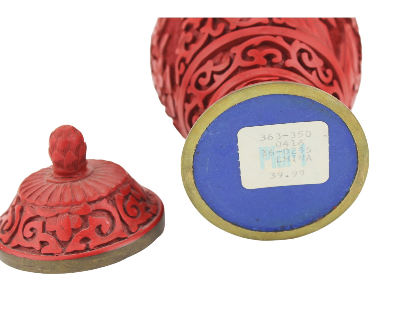 Carved Cinnabar Lacquer Lidded Urn - 5