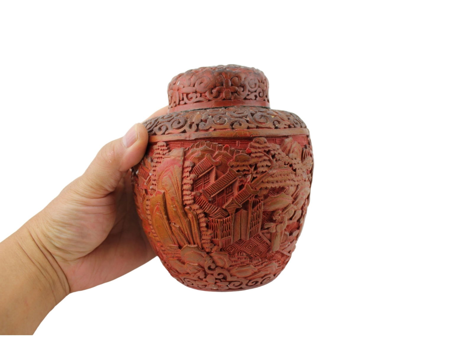 Chinese Cinnabar Lacquer Lidded Jar - 10