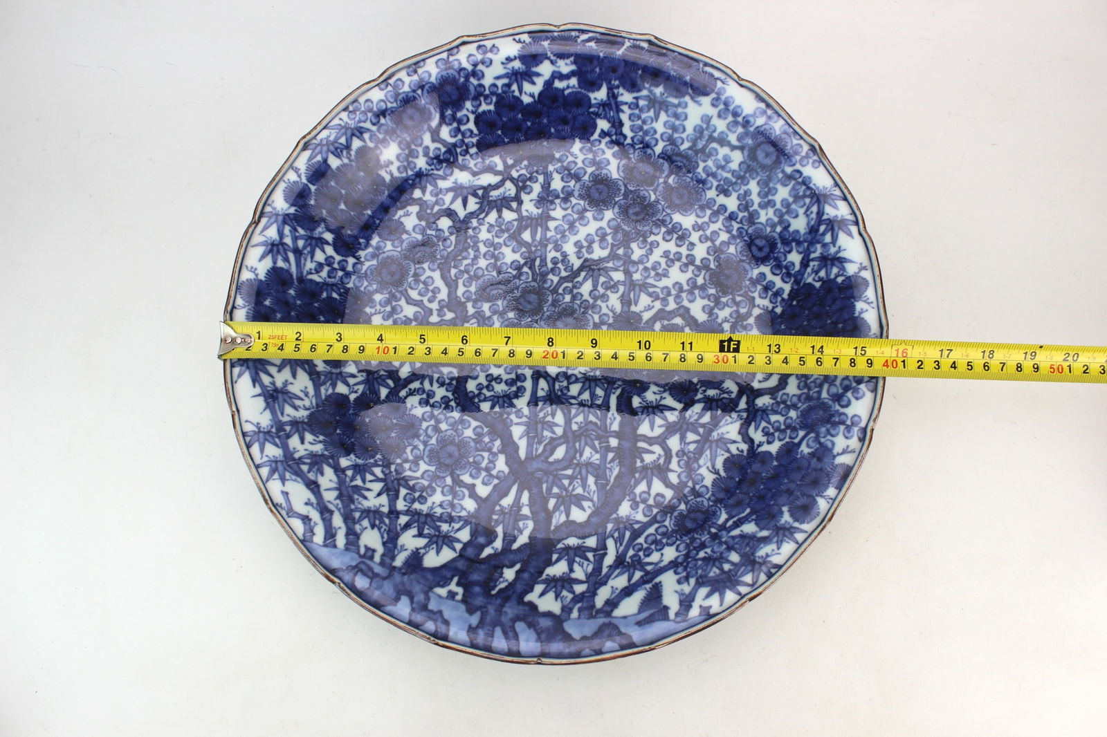 Large Blue & White Blossom Pattern Platter - 8