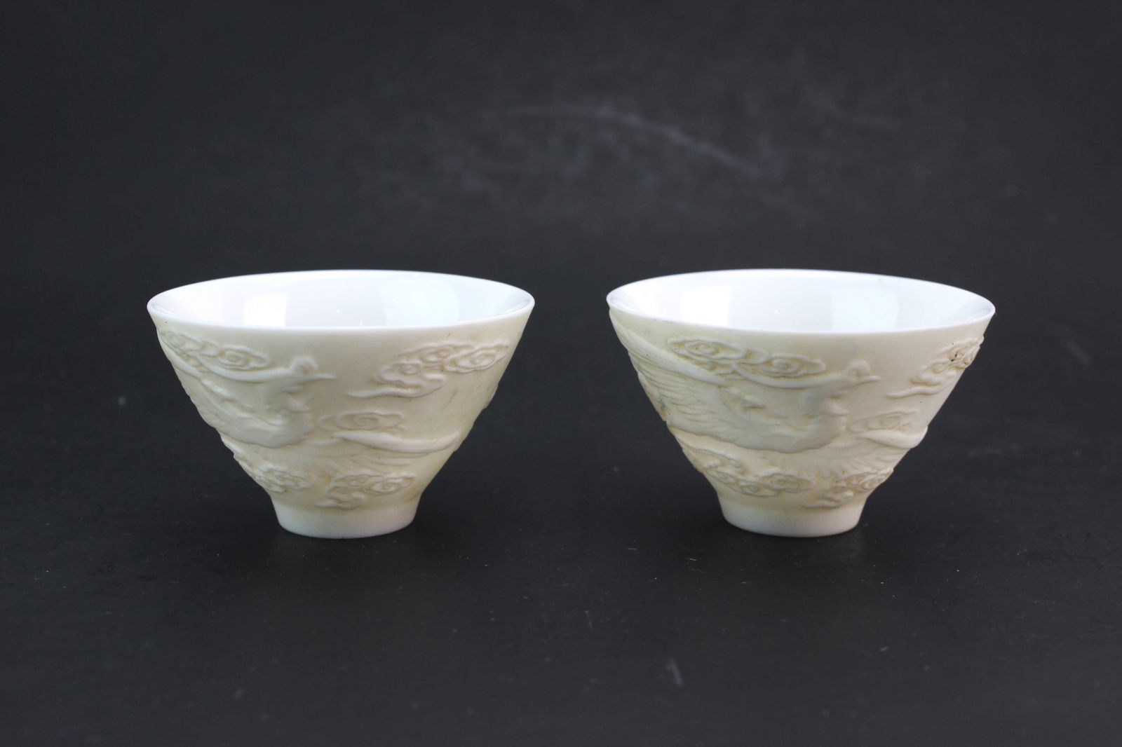 Pair Chinese White Porcelain Phoenix Cups (1 of 5)