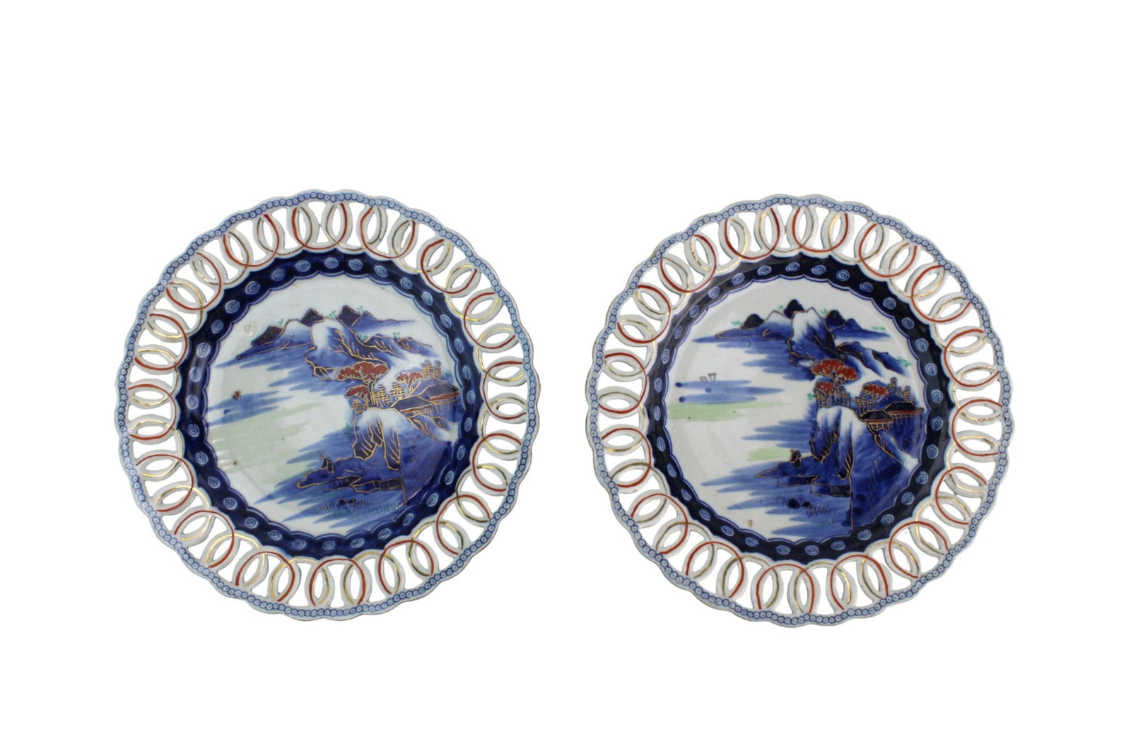 Pair Japanese Imari Reticulated Plates (1 of 7)