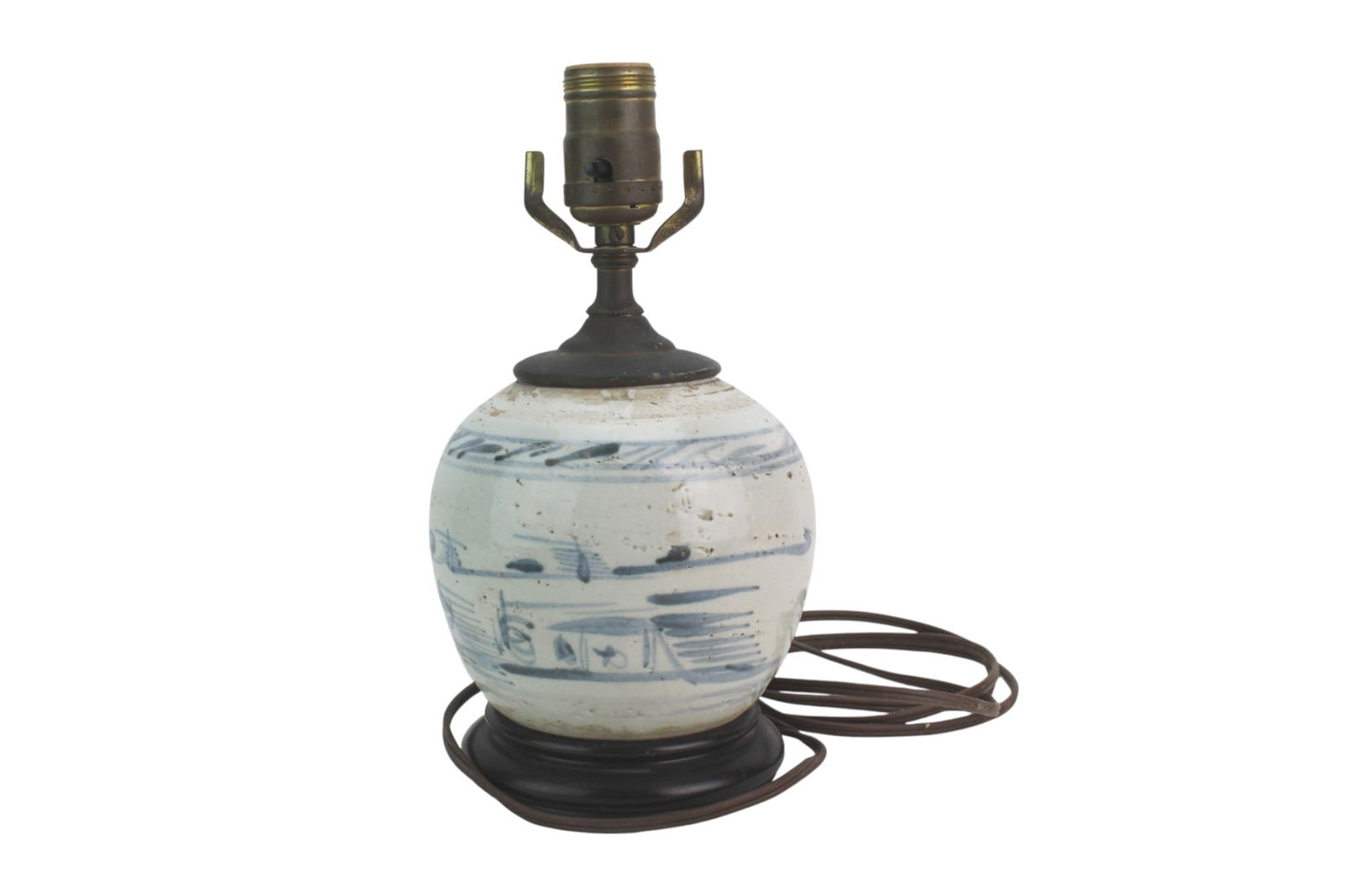 Chinese Blue & White Pottery Table Lamp (1 of 5)
