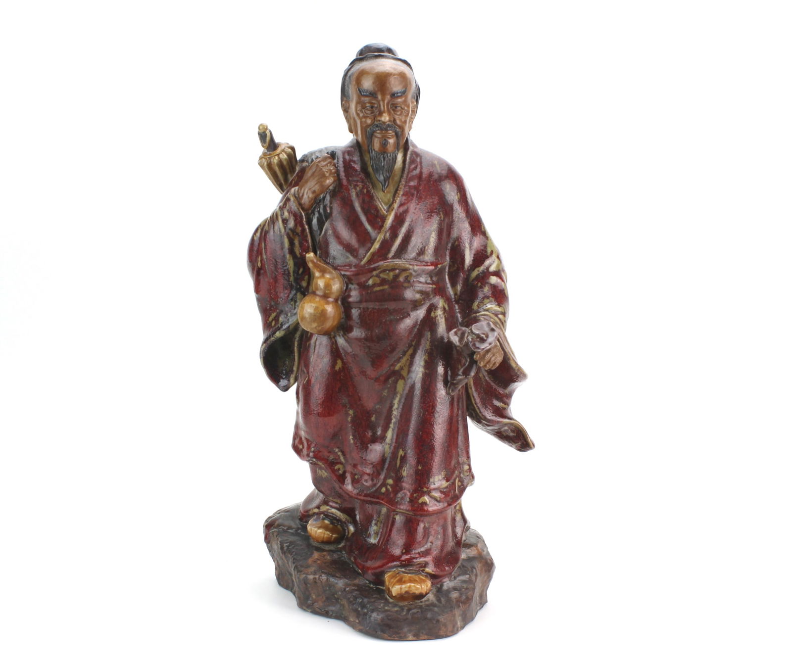 Chinese Glazed Scholar Figure Porcelain Sculpture (1 of 10)