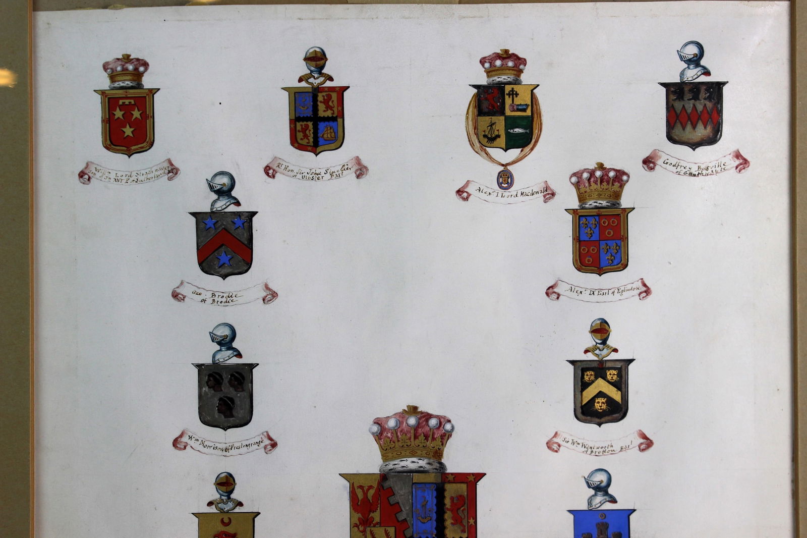 Framed Hand-Painted Heraldic Crests - 2