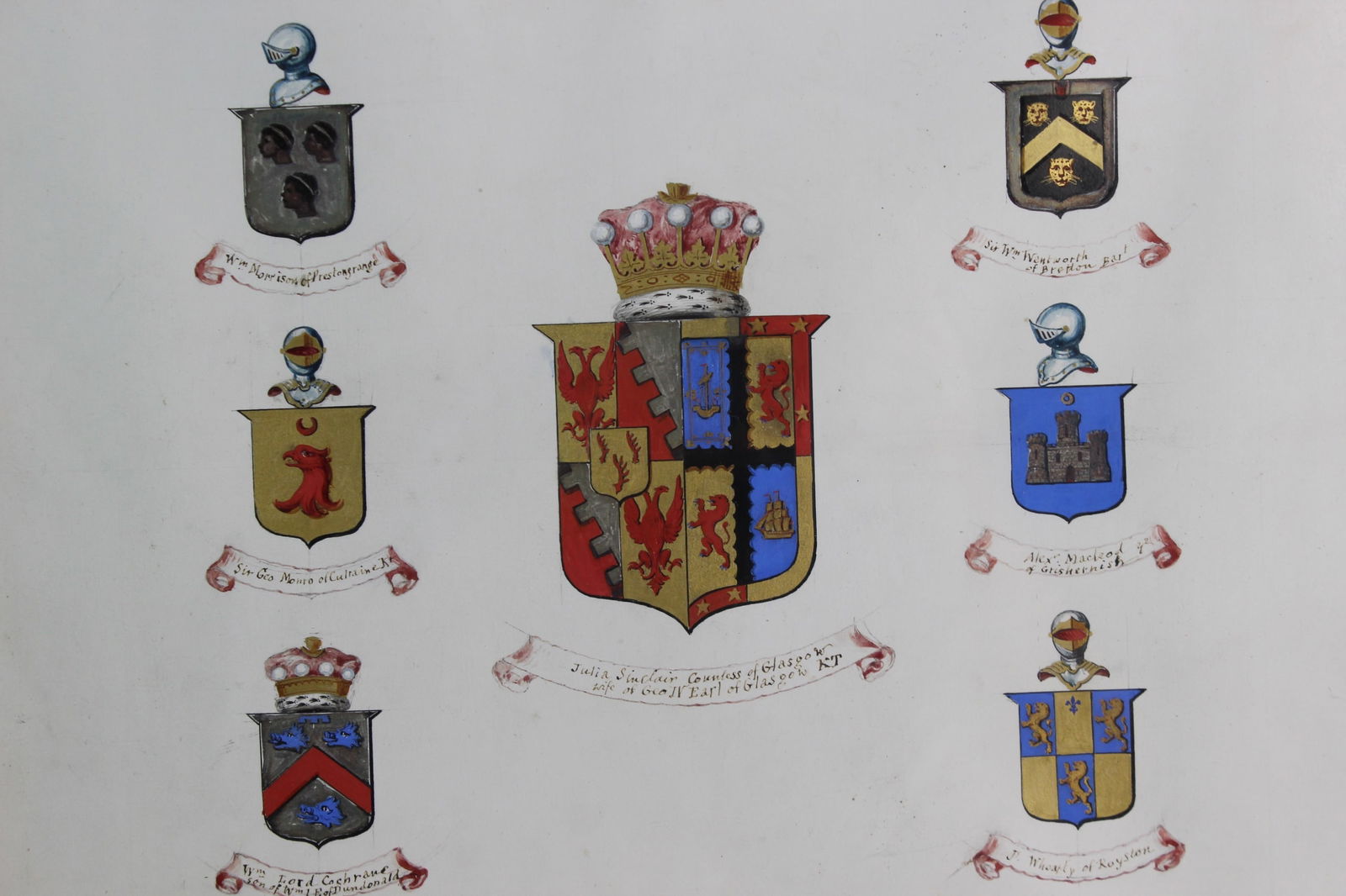 Framed Hand-Painted Heraldic Crests - 3