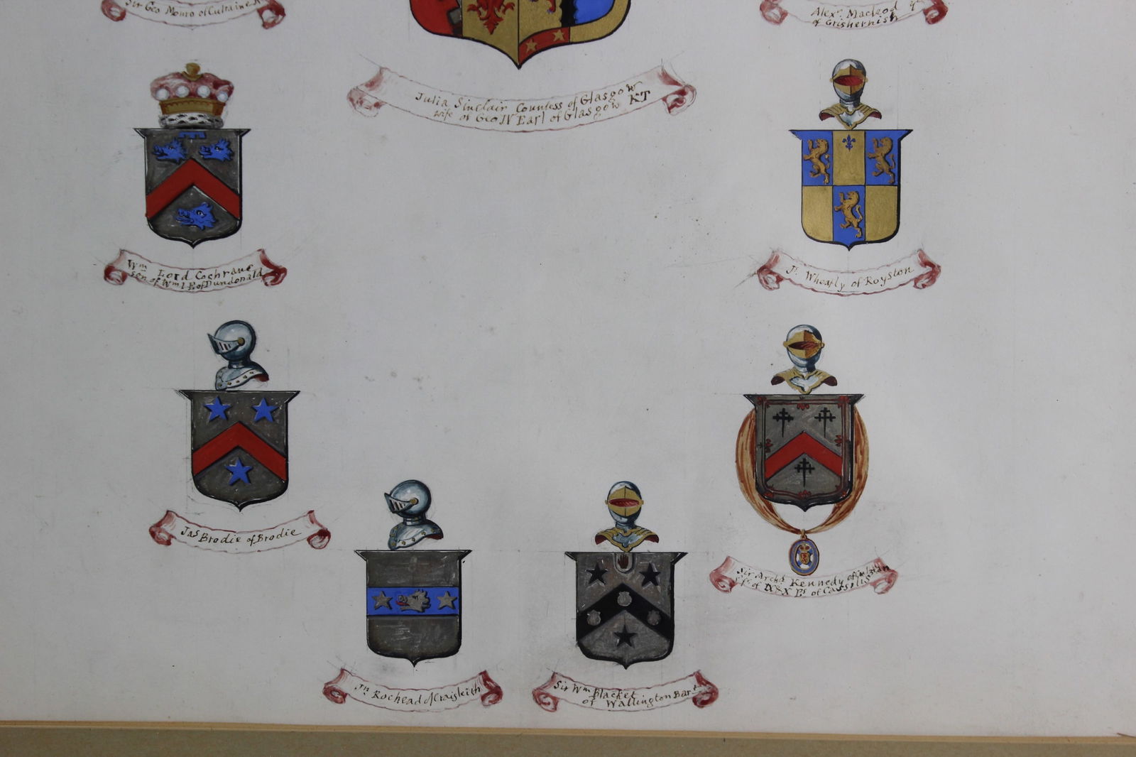 Framed Hand-Painted Heraldic Crests - 4