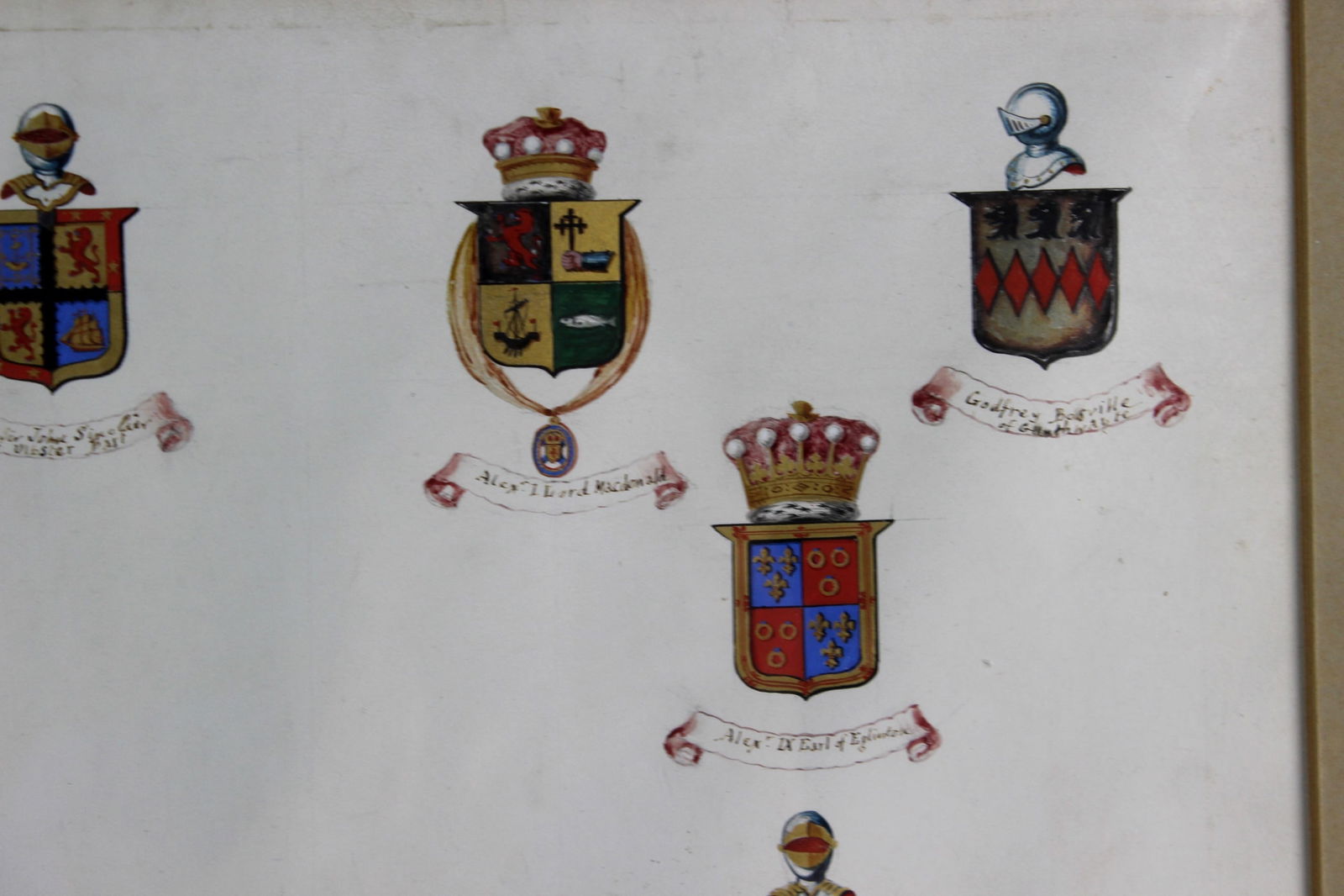 Framed Hand-Painted Heraldic Crests - 6