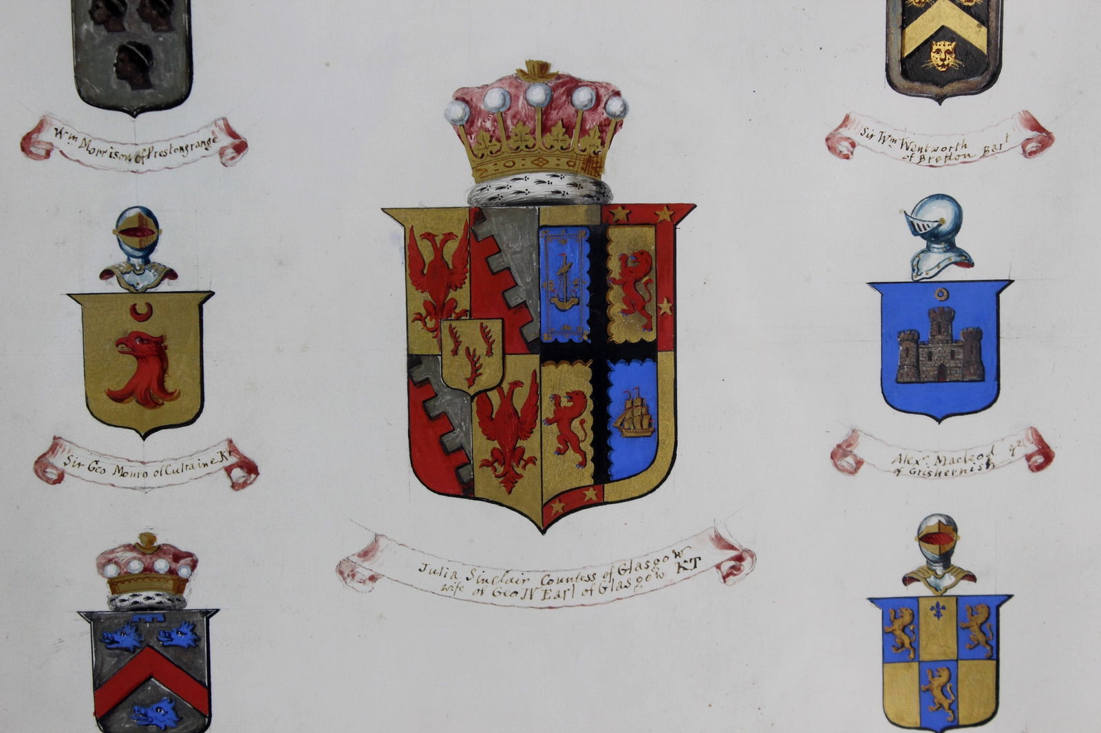 Framed Hand-Painted Heraldic Crests - 7