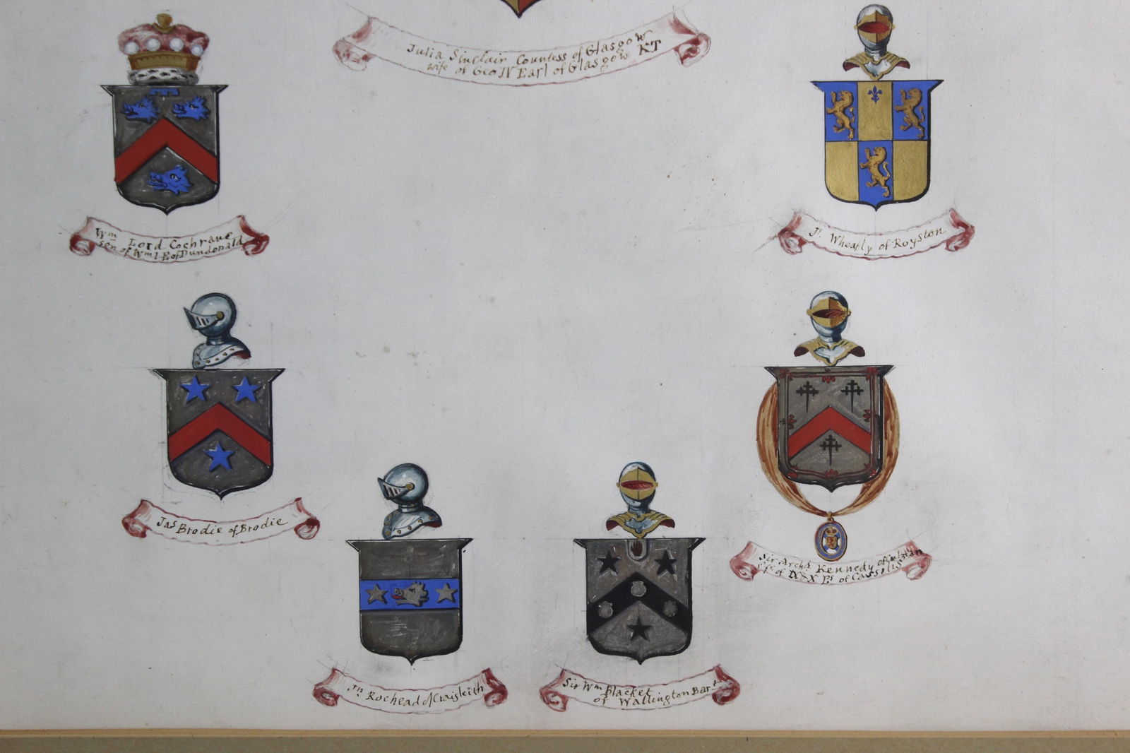 Framed Hand-Painted Heraldic Crests - 8