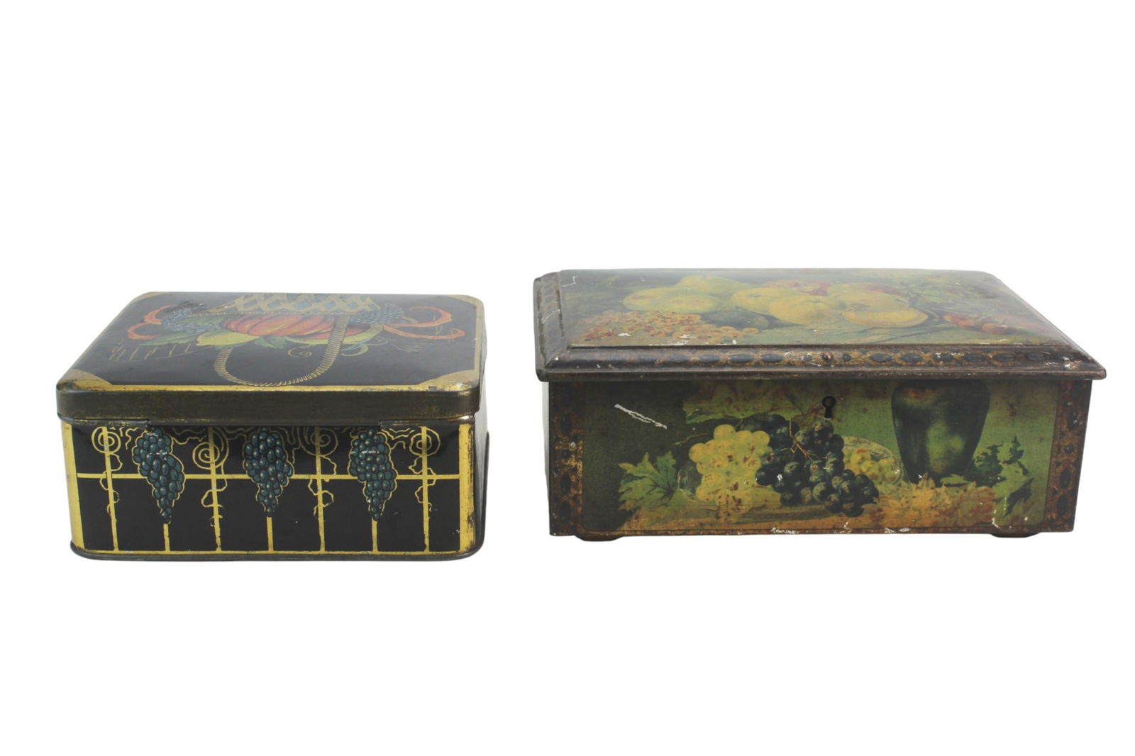 Two Vintage Fruit-Decorated Tin Boxes (1 of 9)