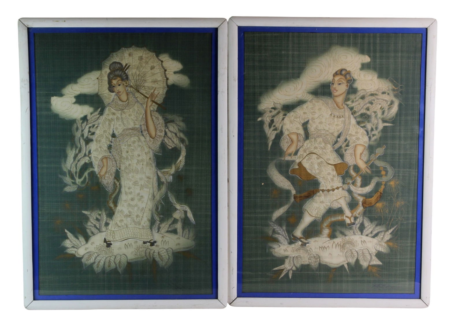 Pair of Framed Signed Art Deco Gouaches (1 of 10)