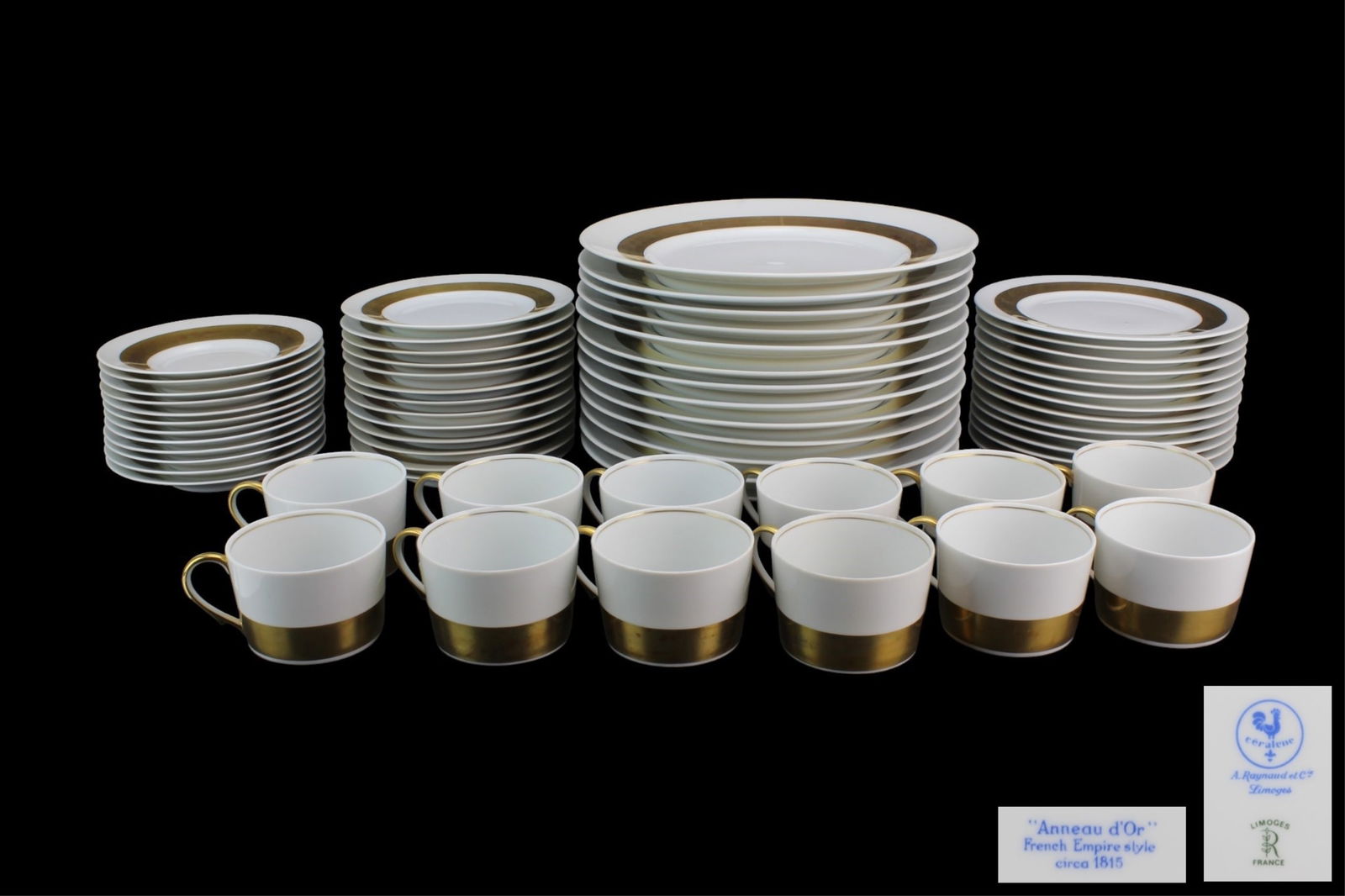 63 Pcs Raynaud Limoges Gold Rim Dinner Set (1 of 20)
