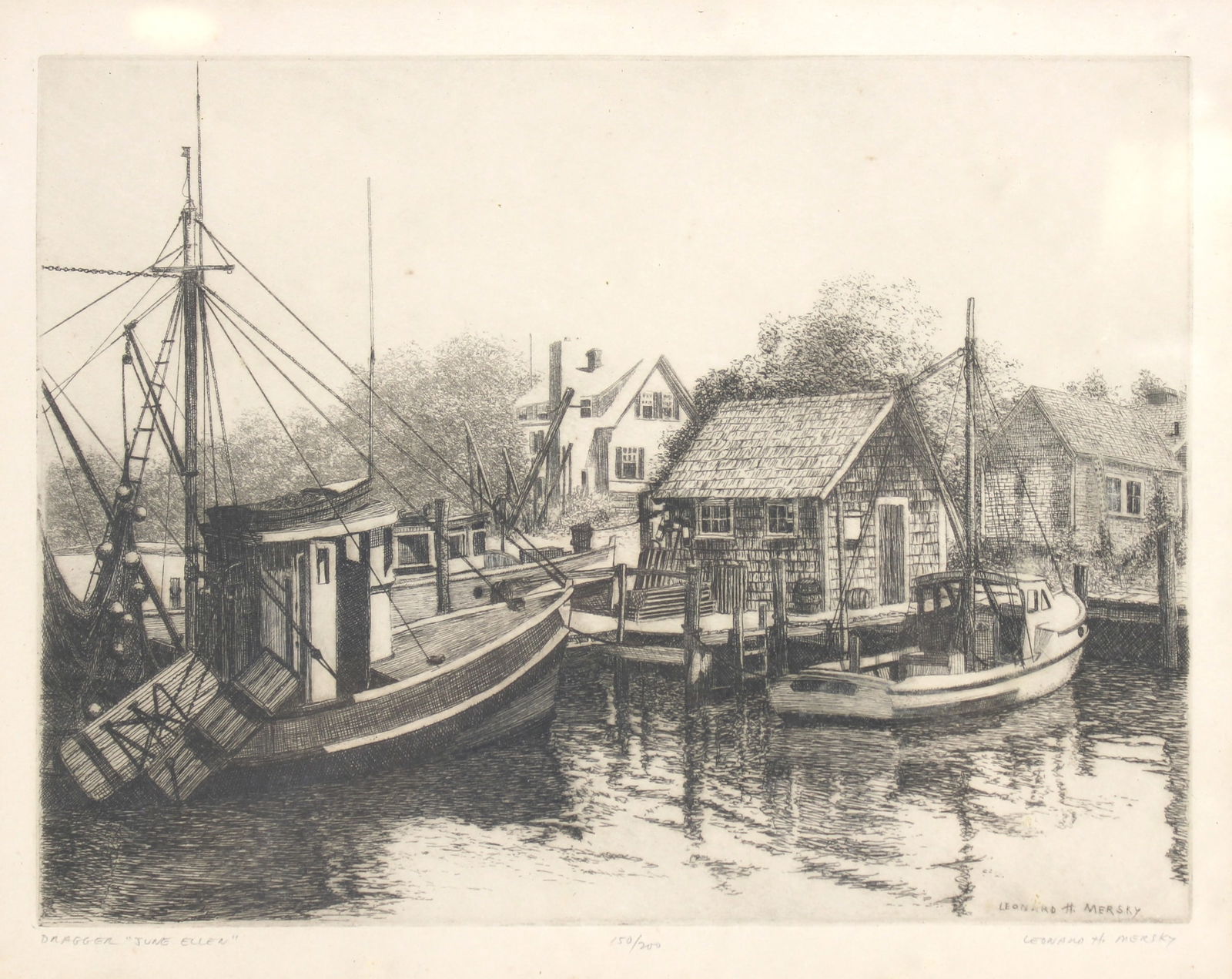 Leonard H Mersky. Dragger-June Ellen, Etching - 2