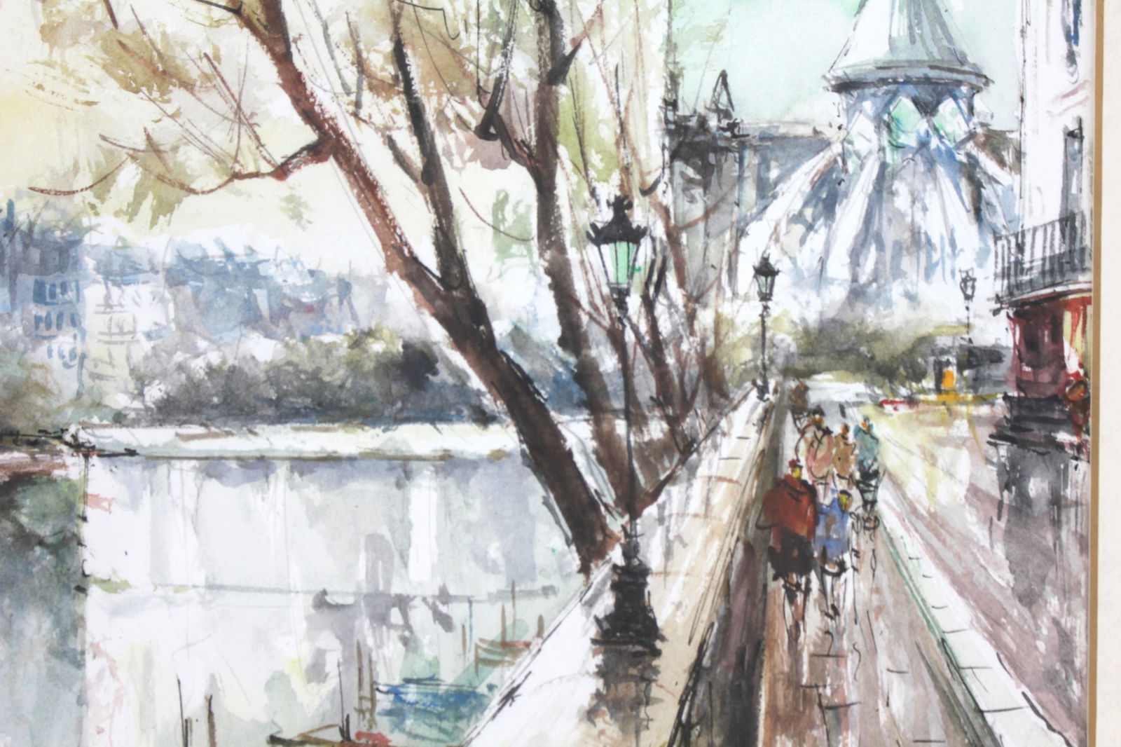 Stephane Wrobel, Street Scene By River, W/C - 3